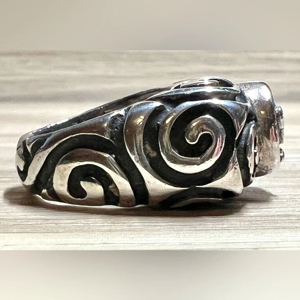 Vintage Designer Dian Malouf Sterling Silver & 14K Gold Tall Dome Ring, Size 5.5